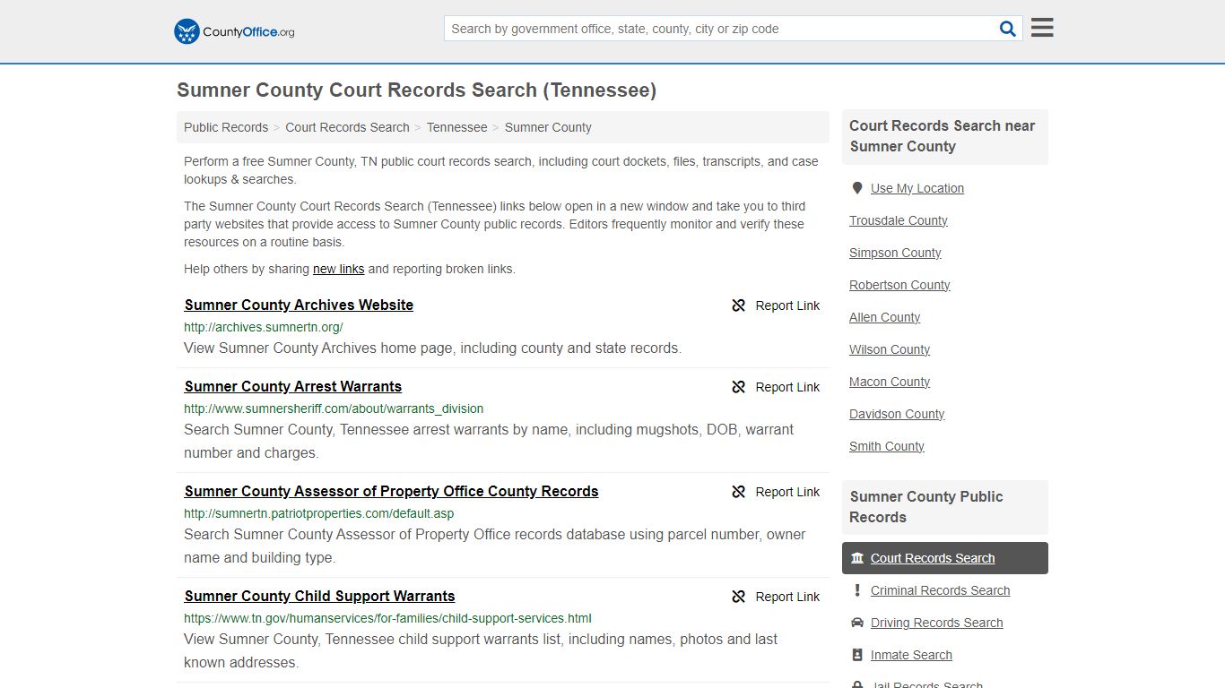 Sumner County Court Records Search (Tennessee) - County Office